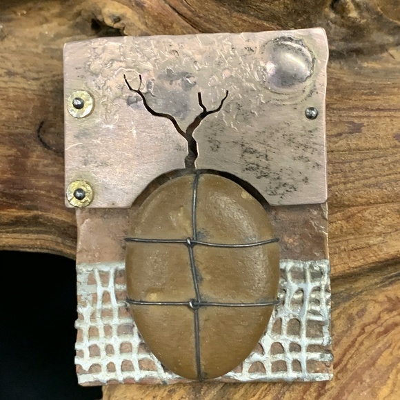 Stone & Metal Tree Pin - Picture 1 of 4